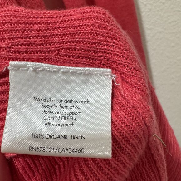 Eileen Fisher 100% Organic Linen Angled Front Cardigan Red Pink Womens XS Crop - Picture 4 of 7